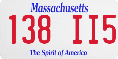 MA license plate 138II5