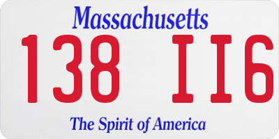 MA license plate 138II6