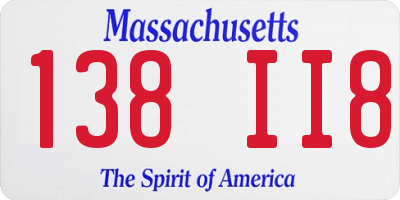 MA license plate 138II8