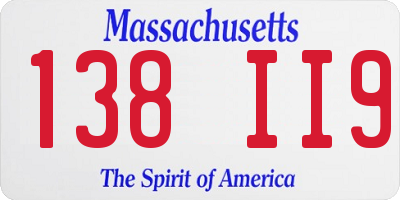 MA license plate 138II9