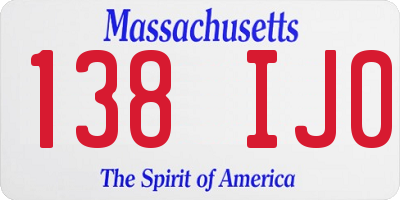 MA license plate 138IJ0