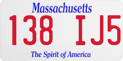 MA license plate 138IJ5