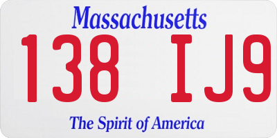 MA license plate 138IJ9
