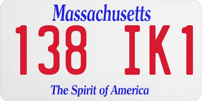 MA license plate 138IK1