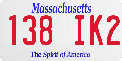 MA license plate 138IK2