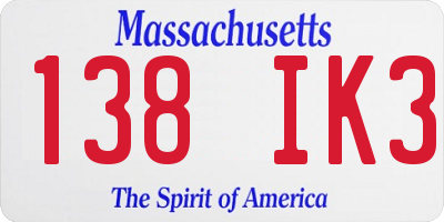 MA license plate 138IK3