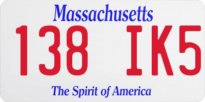 MA license plate 138IK5