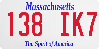 MA license plate 138IK7