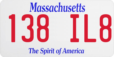 MA license plate 138IL8