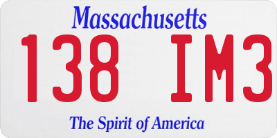MA license plate 138IM3