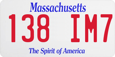 MA license plate 138IM7
