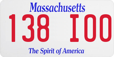 MA license plate 138IO0