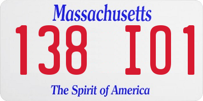 MA license plate 138IO1