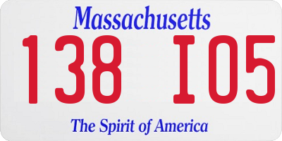 MA license plate 138IO5
