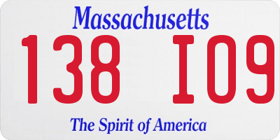 MA license plate 138IO9