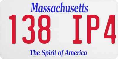 MA license plate 138IP4