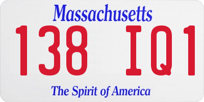 MA license plate 138IQ1