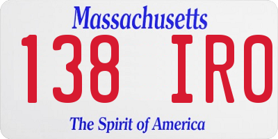 MA license plate 138IR0