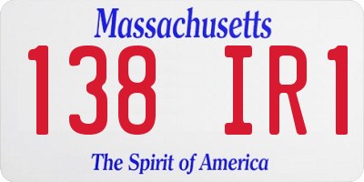 MA license plate 138IR1