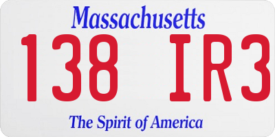 MA license plate 138IR3