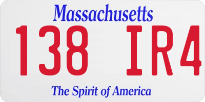 MA license plate 138IR4