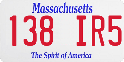 MA license plate 138IR5