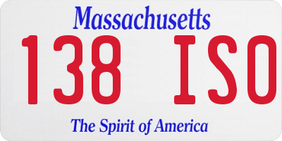 MA license plate 138IS0