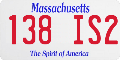MA license plate 138IS2
