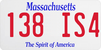 MA license plate 138IS4