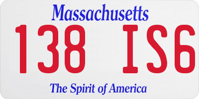 MA license plate 138IS6