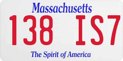 MA license plate 138IS7