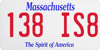 MA license plate 138IS8