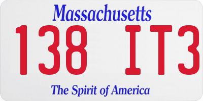 MA license plate 138IT3