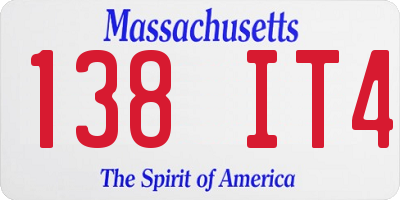 MA license plate 138IT4