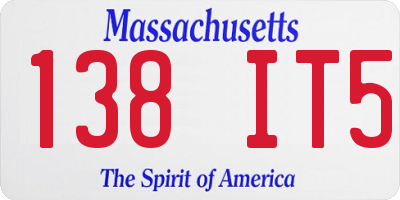 MA license plate 138IT5