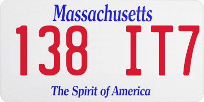 MA license plate 138IT7