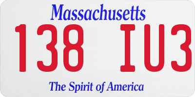 MA license plate 138IU3