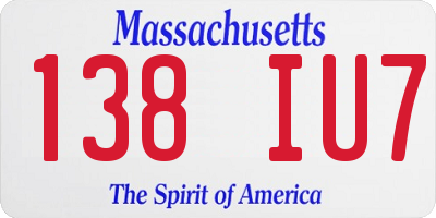 MA license plate 138IU7