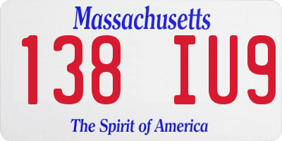 MA license plate 138IU9