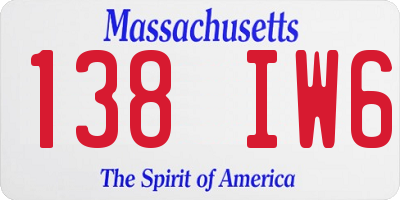 MA license plate 138IW6