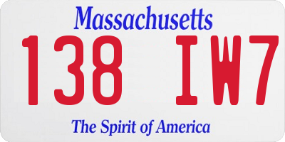 MA license plate 138IW7