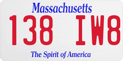 MA license plate 138IW8