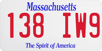 MA license plate 138IW9