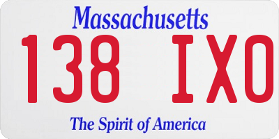 MA license plate 138IX0