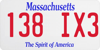 MA license plate 138IX3