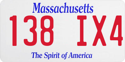 MA license plate 138IX4