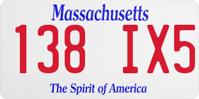 MA license plate 138IX5