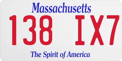 MA license plate 138IX7