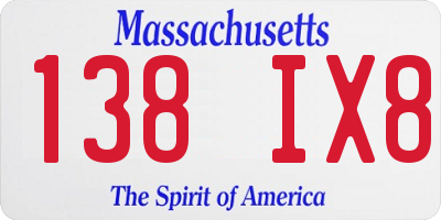 MA license plate 138IX8
