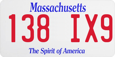 MA license plate 138IX9